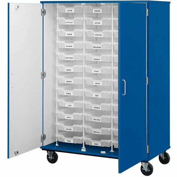 I.D. Systems 67'' Tall Royal Blue Mobile Storage Cabinet with 36 3'' Bins 80243F67045 538243F67045